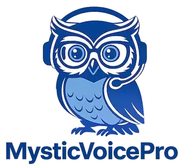 Logo of MySticVoicePro featuring a blue owl with glasses for voice and communication services.
